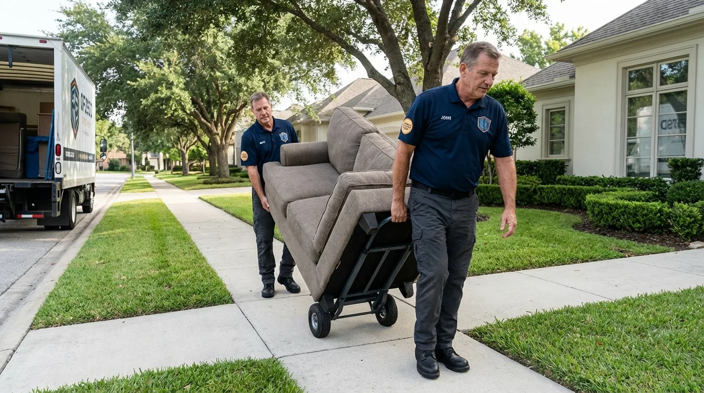 Local residential moving crew loading furniture in Pleasant Hill, IA